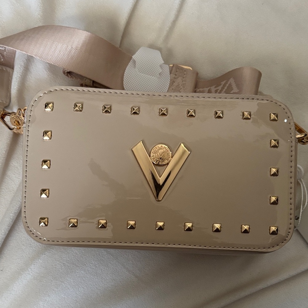 Valentino Orlandi Beige Crossbody Bag with Gold Accents - Picture 3 of 6